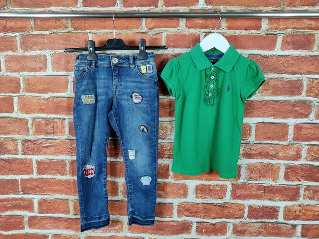 Polo Bambina Pacchetto Età 5-6 Anni Ralph Lauren Next Jeans Designer 116Cm