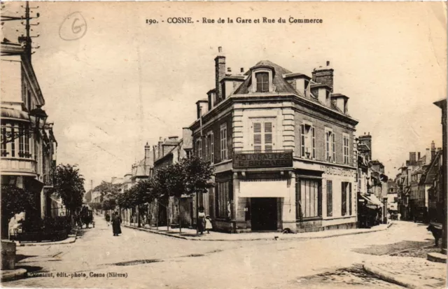CPA AK COSNE - Rue de la Gare et Rue du Commerce (421023)