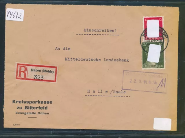 94672) DR Reco-Brief ab Düben ( Mulde) 1944