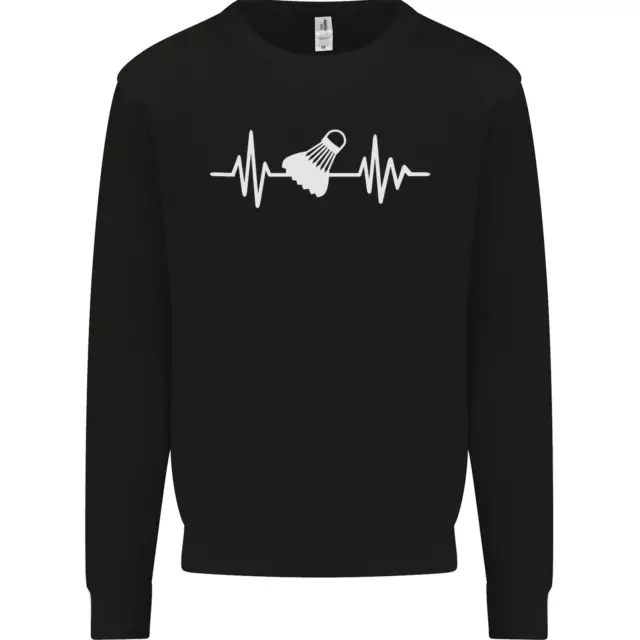 Pulse Badminton Player Funny ECG Kids Sweatshirt Jumper