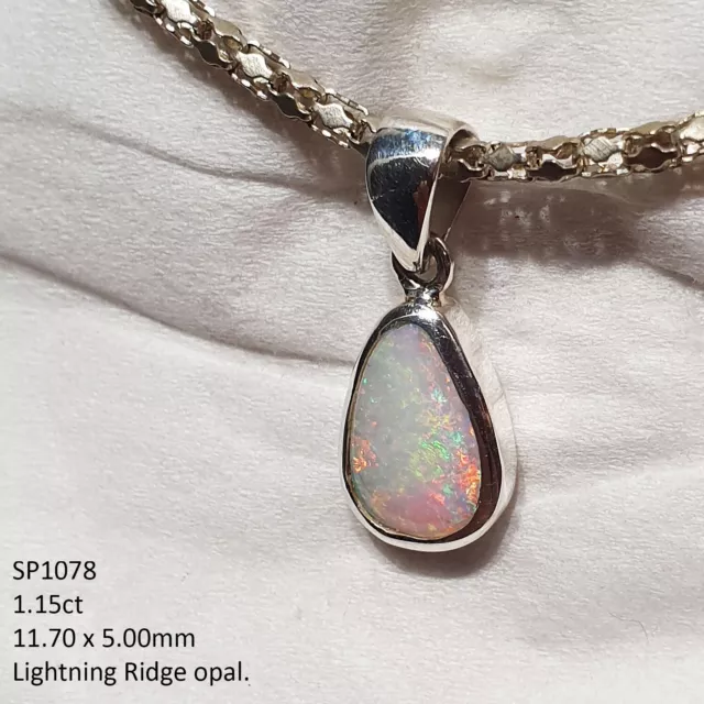 Opal Pendant Necklace 925 Sterling Silver Natural Solid Australian Jewelry 24MyD