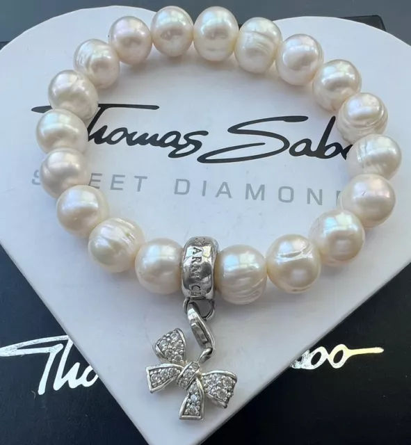 Thomas Sabo Perlen Armband Größe S & Schleife 🎀 Charm Anhänger