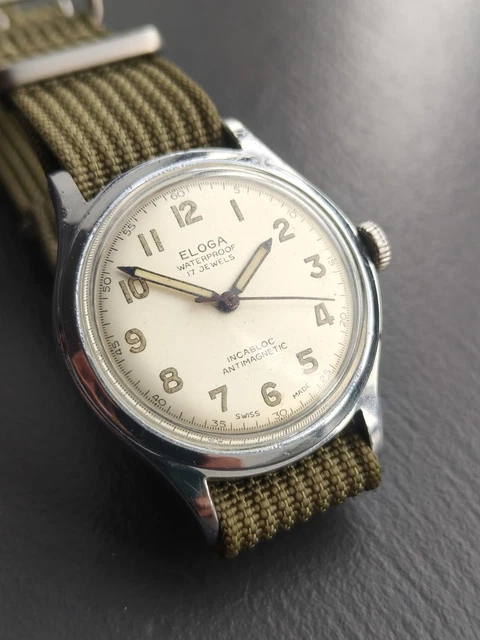 Montre Automatique Vintage Tugaris Suisse 17 Bijoux - Années 1950, Cuir Noir, Unisexe