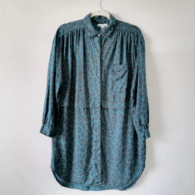 On The Road Womens Sae Dark Green Long Sleeve Animal Print Tunic Top Size Small