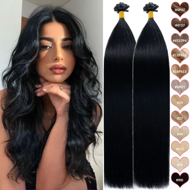 AAAAA+ Russian Pre Bond U Tip Nail Keratin Human Hair Extensions Remy Hair Black