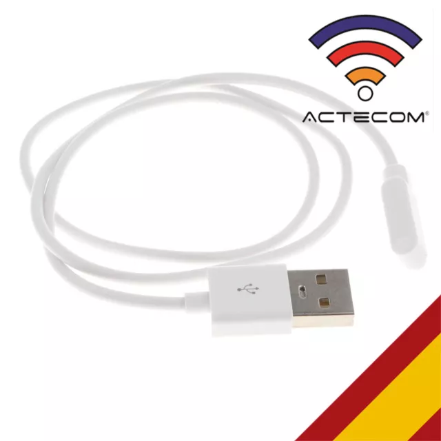 ACTECOM Cable de carga USB Reloj Inteligente Conector magnético 2 Pines BLANCO