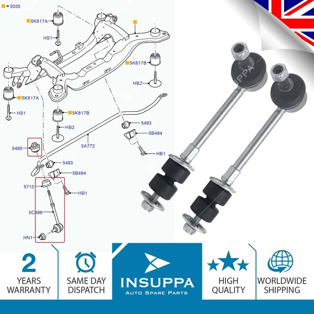 2x Stabilizer Anti Roll Bar Drop Link Rear Axle Left Right For Volvo S80 S60