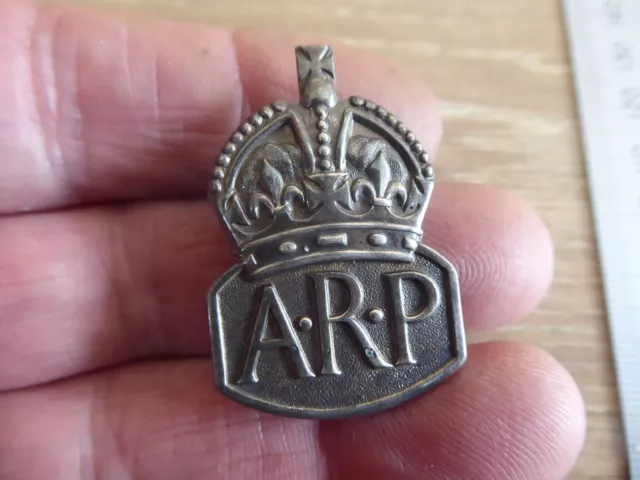 British WW2 Air Raid Precautions (ARP) Sterling Silver Lapel Badge 1937