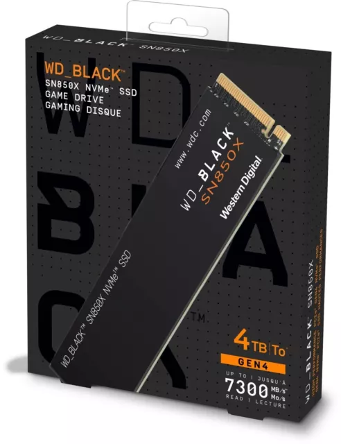 Western Digital WD_BLACK SN850X 4TB NVMe Interne SSD (WDS400T2X0E)