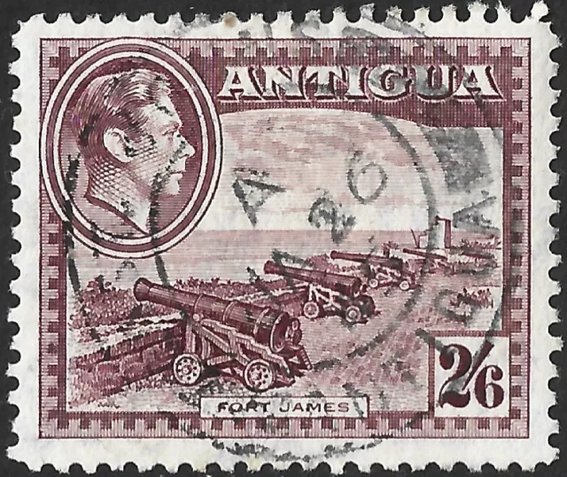 Antigua 1938-51 KGVI  2/6d Maroon   SG.106a Used Cat:£22