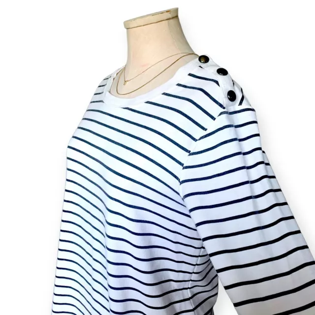 SANCTUARY Sweater Long Sleeve Shirt Shoulder Button Accent Striped Casual Medium