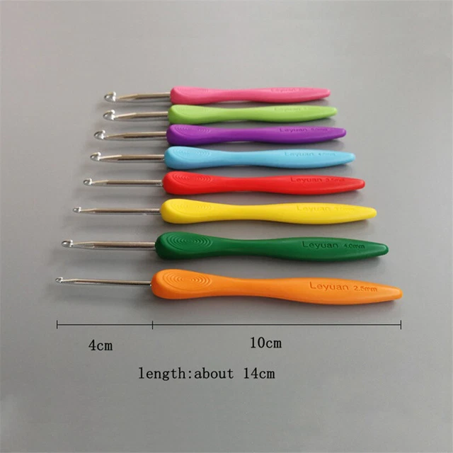8pcs/set  2.5-6.0mm Aluminum Crochet Needles Cushioned Handles Knitting NeedqlFF