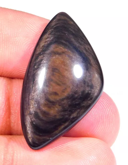 23.CT Top Natürlich Silber Auge Obsidian Kostüm 34x19x6MM Cabochon Edelstein Bo