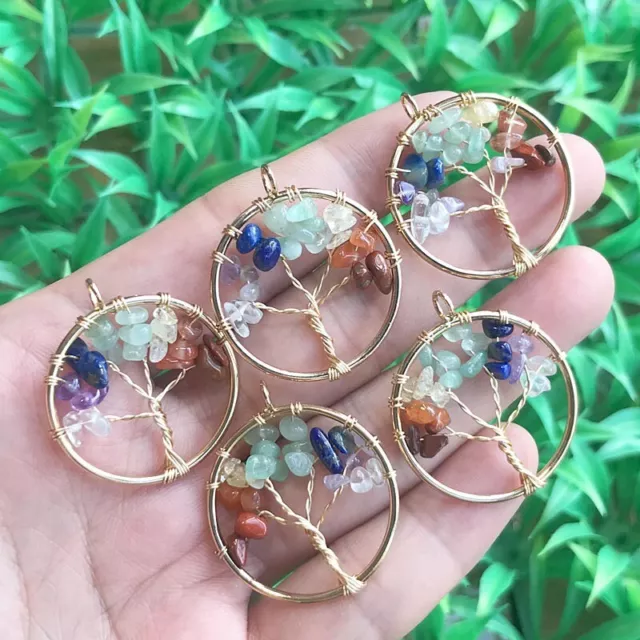 Yoga 7 chakra Gems stone Tree of life Pendants Reiki Healing Amulet