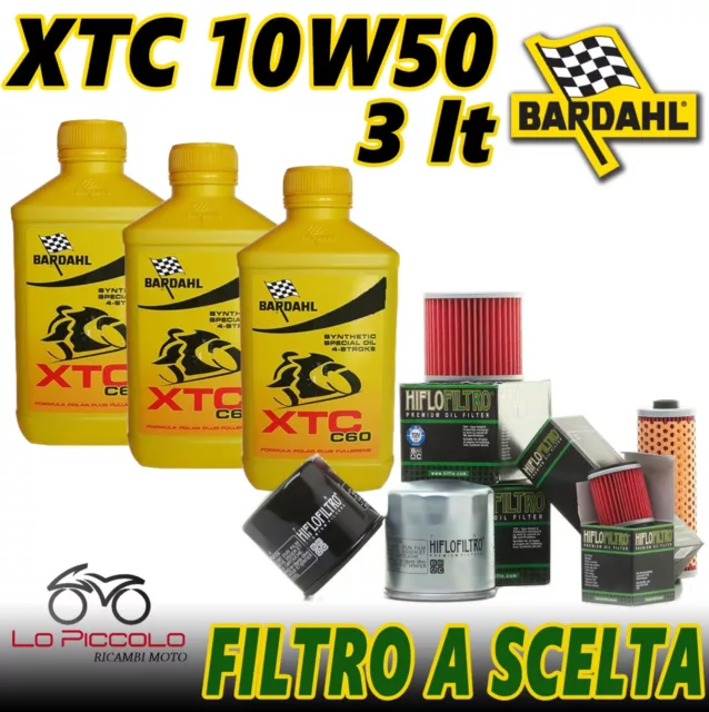 3 Litri Bardahl Bardhal Xtc C60 10w50 Olio Moto 4T Full Sintetico + Filtro HiFlo