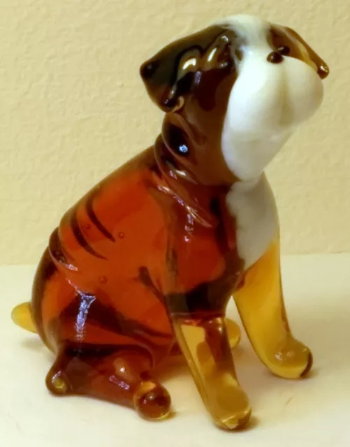 Hand Made  Blown "Murano" Glass Collectable Sitting English Bulldog Dog Figurine