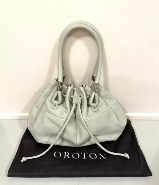 As NEW Oroton Off White Beige Leather Women's Large Shoulder Bag Tote