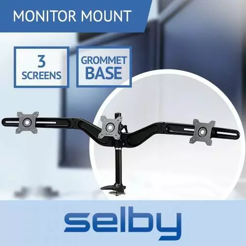 Up to 24" 8kg Triple Three 3 LCD Monitor Desktop Mount Stand VESA Grommet Base