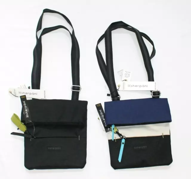 (2) New SHERPANI Crossbody Bag RFID Blocking PICA2 Black Blue Beige Purse PICA