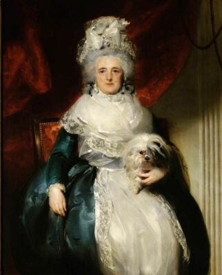 Oil painting old lady portrait with dog Countess-of-Oxford-Thomas-Lawrence art