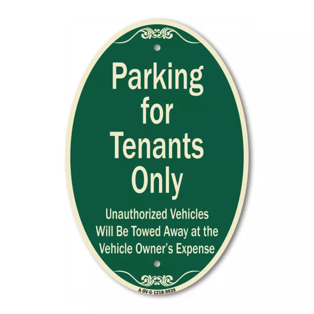 Designer Series Oval - Parking For Tenants Only Unauthorized Vehicles Towed Away