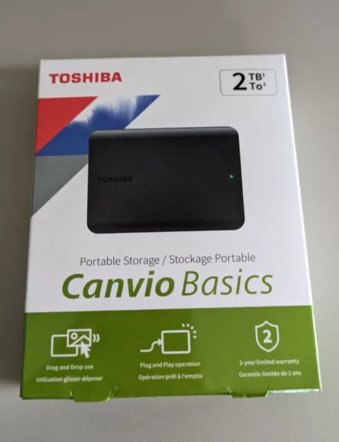 Toshiba Canvio Basics 2TB 3,5" HDD Esterno Portatile - HDTB520EK3AA