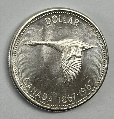 1967 (1867-) Canadian $1 Goose Confederation Centennial Silver Dollar Coin
