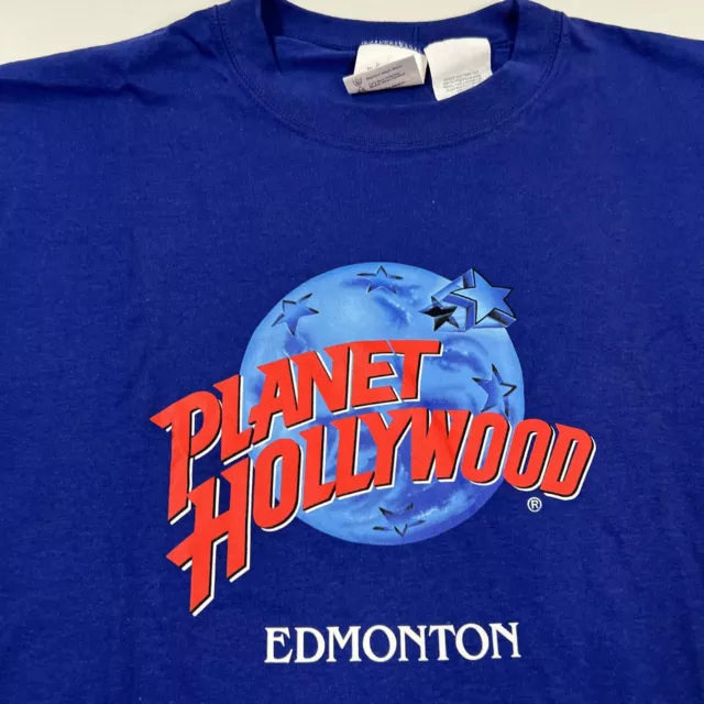 Vintage 90s Planet Hollywood Edmonton Adult Sz XL Blue Made In USA T Shirt 2