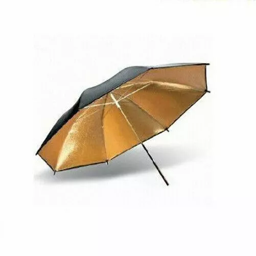 33"83cm Photo Studio Flash Light Reflector Reflective Black Gold Golden Umbrella