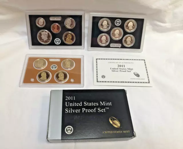 2011 Us Mint Silver Proof Set 14 Coins Coa Uncirculated