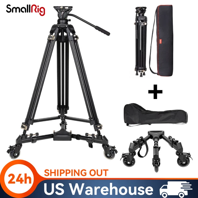 SmallRig 73" Manfrotto QR Plate Heavy-Duty Fluid Head Tripod with Tripod Dolly