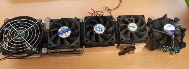 Mixed JOB LOT 5x CPU Heat Sinks Coolers Fans 2ND HAND PARTS SPARE USED UNTESTED