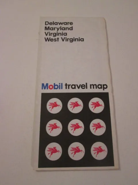 Vintage 1973 Mobil Delaware MD VA WV Oil Gas Service Station Travel Road Map