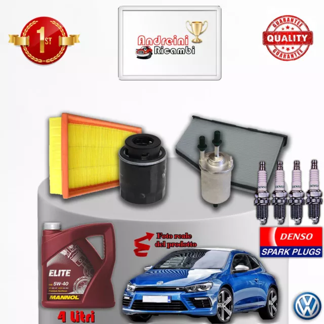 Kit Tagliando Filtri Olio Candele Vw Scirocco Iii 1.4 Tsi 118Kw Dal 2012 ->