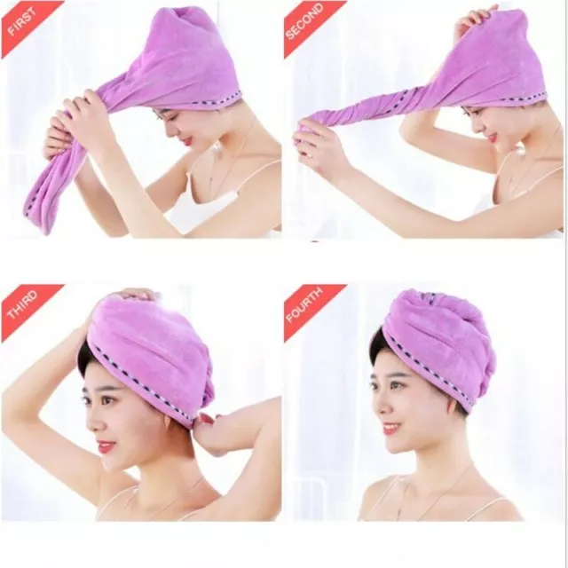 Bath Shower Caps Chapeau De Séchage Des Cheveux En Microfibre Bonnet De Douche 2