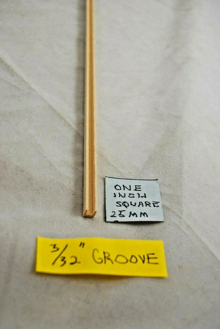 Groove Edge Molding 3/32" - dollhouse - Channel molding fits .0937" 1pc Basswood