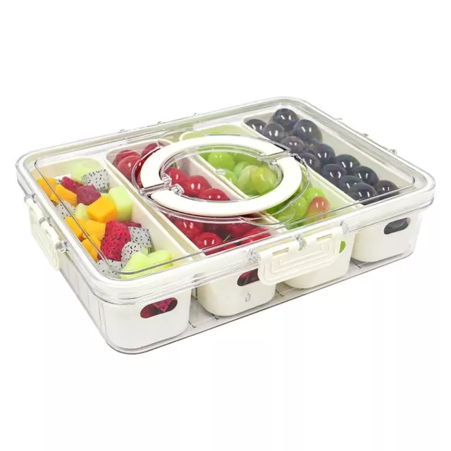 2 Pcs Plastic Snack Box Container with Lid Storage Box Fruit Tray  Vegetable