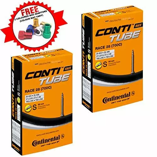 Continental Race 28 700 x 20-25c Road Bike Inner Tubes - 60mm Presta Valve Pair