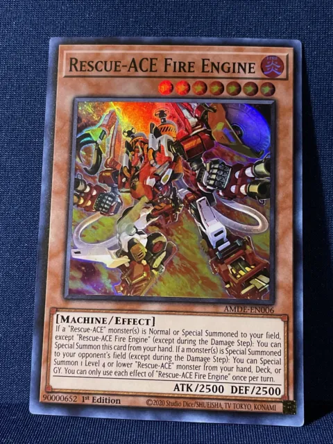 Yu-Gi-Oh! Rescue-ACE Fire Engine - Super Rare - 1st Edition AMDE-EN006