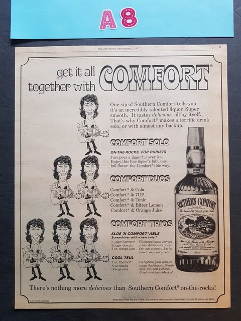 Southern Comfort Mixing Recipes Promo Print Advertisement Vintage 1977