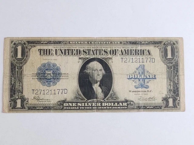 United States Series 1923 $1 Dollar Silver Certificate Horse Blanket Large Note