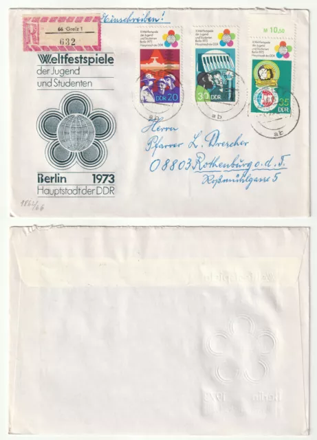 96603 - Mi.Nr. 1864-1866 - Einschreiben - Greiz 3.7.1973 nach Rothenburg o.d.T.
