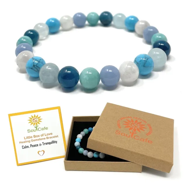 Tranquillity Crystal Gemstone Bead Bracelet - SoulCafe Gift Box - Size Choice