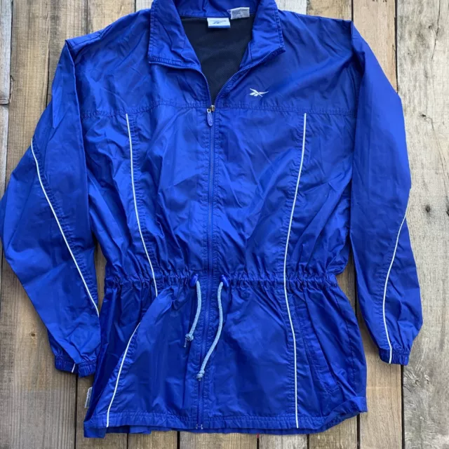 Reebok VTG Jacket Cinch Waist Womens Size L Blue