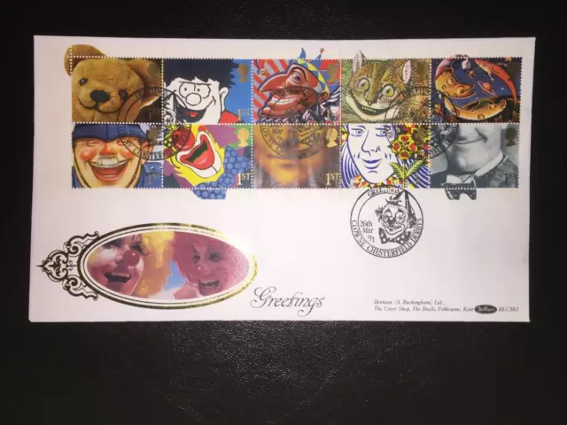 1991 Greetings Stamps Benham Blcs63 Fdc & Clowne, Chesterfield Shs Cv £30