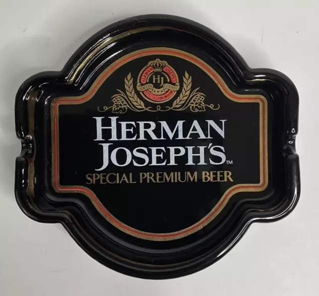 Herman Joseph's Special Premium Beer Ashtray Black Ceramic Adolph Coors Company