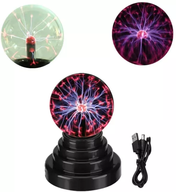 Mini Plasma Ball Night Light Kids Globe Lamp Touch Sensitive Battery USB Powered