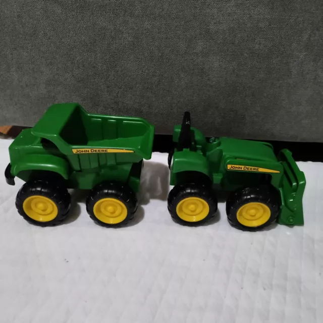 John Deere 6” Dump Truck & Tractor Toy W Loader Construction Vehicle Set Plastic