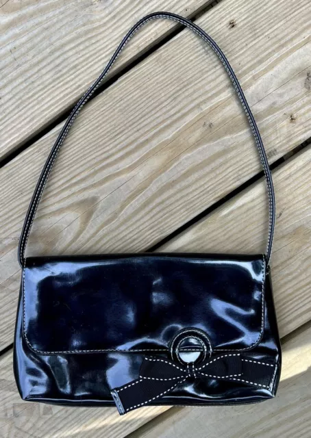 Victoria's Secret Black W/ Polka-dot Bow Make Up Cosmetic Party Bag Purse Clutch