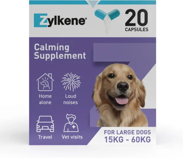 Zylkene - Calming Supplement for Large Dogs 60kg | 20 Stress Relief Capsules